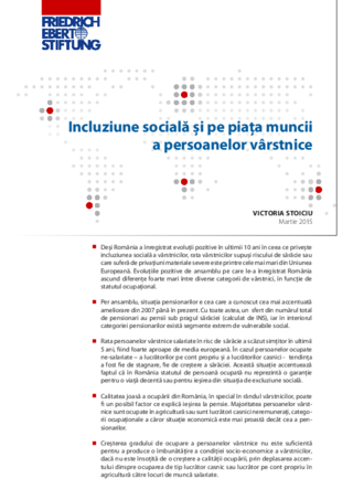 Incluziune socială şi pe piaţa muncii a persoanelor vârstnice